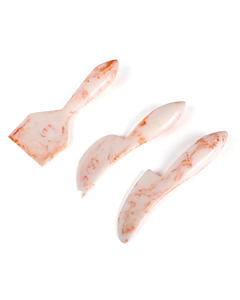 Ensemble de couteaux à fromage en acrylique avec couteaux en résine à texture marbrée avec motif Aqua Swirl utilisé dans la cantine de buffet de cuisine de restaurant - Product Image 1
