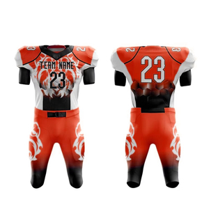 Ensemble de maillots de football américain sublimés personnalisés pour hommes, jaune, noir, blanc, col en V, manches courtes, uniformes ajustés anti-transpiration - Product Image 4