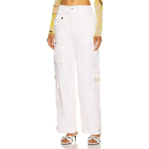 Pantalones cargo blancos de talla grande, pantalones cargo largos, pantalones de moda con múltiples bolsillos, pantalones cargo vaqueros para mujer, servicio OEM personalizado - Product Image 5