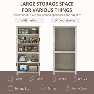 Dispensa da Cucina Autoportante a 4 Ante Bianco Antico, Armadio Contenitore da 163 cm con 3 Ripiani Regolabili per un'Organizzazione Efficiente della Cucina - Product Image 4