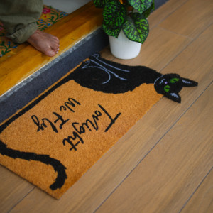 Tapete de Entrada con Diseño de Gato Crepuscular, de Fibra de Coco, con Reverso de PVC, Resistente, Antideslizante, para Exteriores - Product Image 2