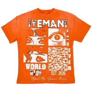เสื้อยืดโอเวอร์ไซส์ลายกราฟิก IYEMANI FOREVER WORLD WIDE สไตล์วินเทจย้อนยุคปี 2026 ล้างสีแบบแอซิดวอช ผ้าหนา ทรงดิสเทรส สตรีทแวร์สำหรับผู้ชาย - Product Image 1