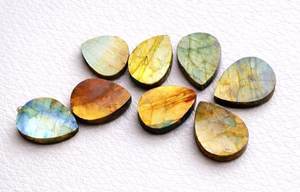 Labradorite Pear Cabochon 20x30 mm Blue <b>Fire</b> High Quality Natural Loose Gemstone Jewelry Making Waxed/Oiled Flat Back - Product Image 1