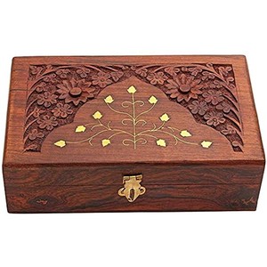 Handcrafted Reclaimed Wood Jewelry Box with Brass Inlay | Vintage Wooden Storage - Product Image 2