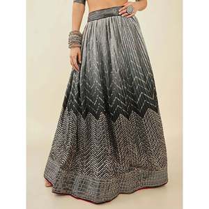 Enchanting Black <b>Sequins</b> <b>Art</b> Silk Partywear Lehenga Choli with Ruffles and Rhinestones - Product Image 3
