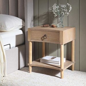 Solid Wood Handcrafted 1 Drawer <b>Bedside</b> <b>Table</b> <b>Compact</b> Bedroom Nightstand Storage Side <b>Table</b> Farmhouse Home Hotel Furniture - Product Image 4