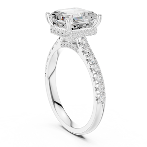 Anillo de Compromiso de Diamantes con Corte Princesa Platino, con Diamantes Laterales, Certificado por GIA, Estilo Clásico para Mujer - Product Image 1