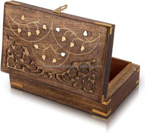 Boîte à bijoux en bois faite à la main avec serrure gratuite et clé souvenir coffre au trésor boîte de rangement porte-bibelot - Product Image 6