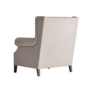 Modern Classic Wingback Lounge <b>Chair</b> Solid Teak Upholstered Accent <b>Chair</b> High Back Nailhead Trim Comfortable Indoor Furniture - Product Image 4