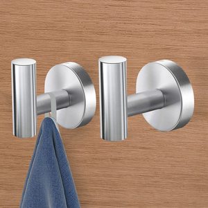 Porte-serviettes mural moderne en acier inoxydable, finition brossée, base carrée - Product Image 5