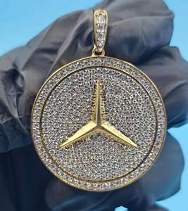 Colgante de disco redondo de alta calidad con moissanita, chapado en oro con plata 925, símbolo de lujo, joyería fina, colgantes y dijes - Product Image 2