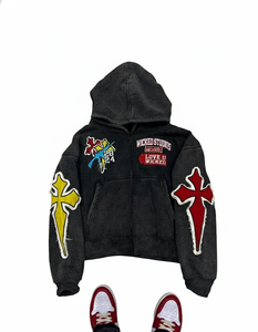 Sudadera con capucha extragrande de lujo para hombre, personalizada, de algodón pesado 100% 500gsm, con logotipo bordado a medida, venta al por mayor. - Product Image 3