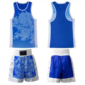 Nouvel arrivage : Ensemble de boxe imprimé par sublimation 100 % polyester, tenue de combat deux pièces (short et débardeur) CP-BU-08 - Product Image 6