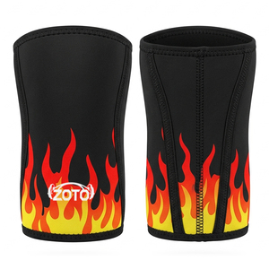 Fire Flame Printed Gym Workout <b>Knee</b> <b>Support</b> Sleeves OEM Heavy Duty Weightlifting <b>Compression</b> Guards Bulk Wholesale - Product Image 2