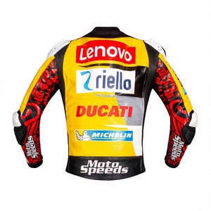 เสื้อแจ็คเก็ตหนังแท้สำหรับแข่งรถ/แจ็คเก็ต ยี่ห้อ Francesco Bagnaia สีเหลือง MotoCP Rucati ทำจากหนังวัว/หนังจิงโจ้ ตัดเย็บตามขนาด พร้อมรูระบายอากาศ - Product Image 2