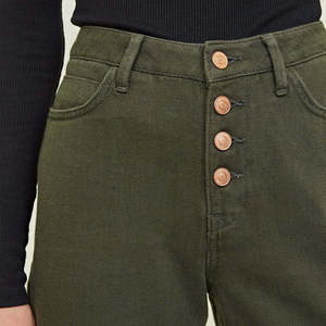 Pantalon en coton taille haute à jambes larges pour femmes grandes tailles, longueur cheville, couleur unie, style décontracté, coupe ample, pour l'automne - Product Image 6