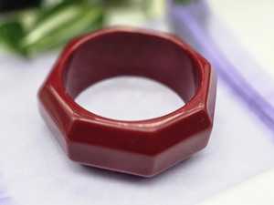 Handmade Red Resin Bangle Chunky Geometric Faceted Resin Craft Hexagon Burgundy <b>Ruby</b> Cuff <b>Bracelet</b> Women Jewelry - Product Image 2