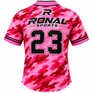 Camiseta de Béisbol Personalizada con Botones, Manga a Rayas, Nombre y Número del Equipo, Fabricante de Camisetas de Alto Rendimiento - Product Image 2