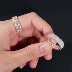 Iced Out Round Cut Moissanite Diamond <b>Statement</b> <b>Ring</b> 925 Sterling <b>Silver</b> Pave Set Anniversary Band Hip Hop Style Gifts for Men's - Product Image 4