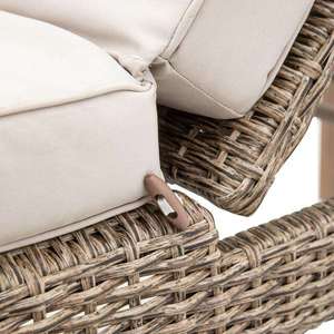 Contemporary Wicker Outdoor Chair With Cream <b>Cushions</b> Solid Back Tapered Legs Durable Modern Design - Product Image 5