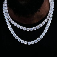 Chaîne à maillons en argent sterling 925 de haute qualité, plaquée argent, avec moissanite VVS1, tendance hip-hop, pour mariage et soirée, unisexe