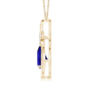 Pendentif de luxe fait main de qualité supérieure en pierres précieuses et diamants, or 14K 18K, pendentif infini en tanzanite naturelle en forme de poire avec motif en X de diamants - Product Image 2