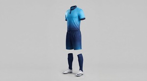 Conjunto de Camiseta de Fútbol para Hombre, Degradado Azul, Manga Corta, Absorbe la Humedad, Transpirable, Secado Rápido, Uniforme, Corte Regular, Talla Adulto - Product Image 4