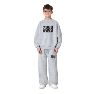 Ensembles de vêtements personnalisés pour enfants 2026 – Survêtements de haute qualité 2 pièces pour enfants – Ensemble de survêtement évasé en coton chaud et pantalon de jogging - Product Image 1