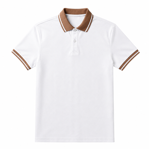 Logo personnalisé pour hommes, chemise en coton piqué tricoté, coupe ajustée, légère, séchage rapide, col contrasté, streetwear d'été, ODM - Product Image 1