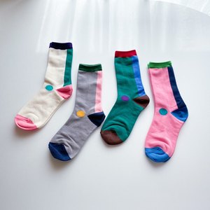 Chaussettes à pois pour femmes, mode coréenne, en coton peigné - Product Image 4