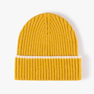 Custom Color Solid Stripe Design Knitted <b>Beanie</b> 100% Acrylic Cuffed Winter <b>Hat</b> Wholesale Unisex 56-58cm High Quality <b>Beanie</b> - Product Image 5