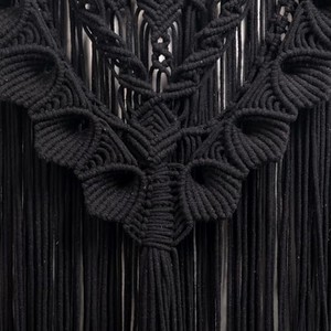 Tapisserie murale en macramé noir en coton à motifs géométriques, vente en gros Inde - Product Image 3