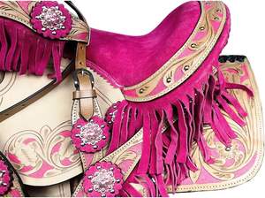 Selle Western BarrelBrown Wolfstone en cuir et acier inoxydable, arbre en plastique durable, quincaillerie nickelée, ajustement confortable pour - Product Image 4