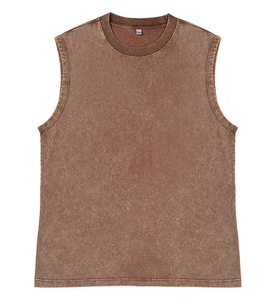 Camiseta sin mangas de corte holgado y pesado de 240 gramos, top corto oversize con logo personalizado y borde sin rematar para hombre, 100% algodón, chaleco deportivo para gimnasio. - Product Image 3