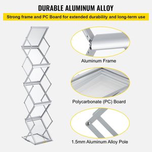 Leggero 6-Pocket per la letteratura in alluminio Pop Rack leggero porta catalogo porta borsa per la fiera del soggiorno - Product Image 5