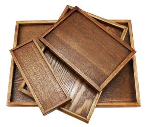 GUIDE Design Plateau de service rectangulaire en bois Finition naturelle Taille standard pour la maison et le mariage Plateau de service fait à la main - Product Image 1