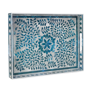 Plateau de service rectangulaire en bois avec perles, poignée personnalisée, élégant, pour cuisine, aliments et boissons - Product Image 1