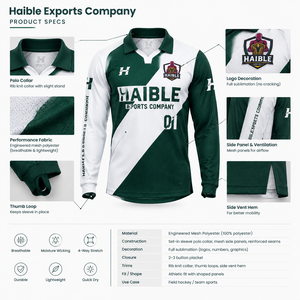 Men's Custom Field Hockey Goalkeeper Jersey-180GSM Recycled Polyester Long Sleeve Soccer Goalie <b>Shirt</b> OEM - Product Image 5