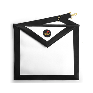 Knights Templar Ceremonial <b>Apron</b> <b>White</b> Black with Embroidered Cross Crown Masonic Regalia Wholesale <b>White</b> Black Knights <b>Aprons</b> - Product Image 1