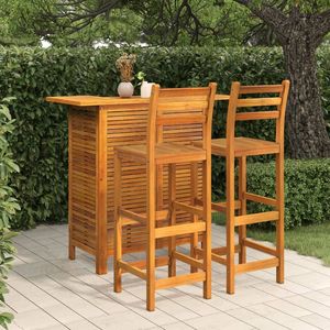 Ensemble de bar de jardin compact en bois d'acacia massif naturel avec repose-pieds, mobilier d'extérieur durable - Product Image 1