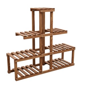 Support à plantes en bois de qualité supérieure à 3 niveaux pour intérieur et extérieur, présentoir à pots de fleurs en bois massif en forme de A, organisateur à prix raisonnable - Product Image 3