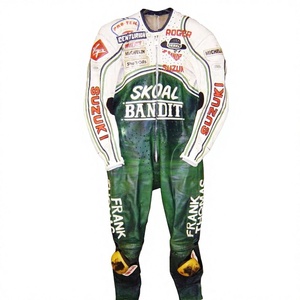 Combinaison de course MotoCP Roger Marshall Zuzuki 1 pièce en cuir de vachette/crocodile pour moto, combinaison de piste/équitation MotoCp pour motards de niveau - Product Image 1