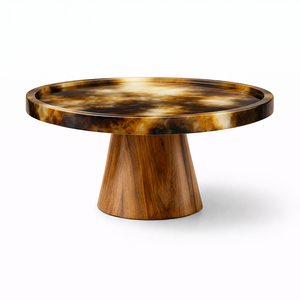 Base para Pastel de Resina Marrón con Base de Madera, Elegante Plato Redondo para Exhibición de Pasteles para Bodas, Fiestas, Decoración del Hogar, Base para Pastel de Resina Única - Product Image 1