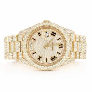 Luxury Fully <b>Iced</b> <b>Out</b> Moissanite <b>Watch</b> Yellow Gold Automatic Mechanical Diamond <b>Watch</b> - Product Image 1