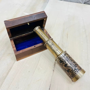 Telescopios de Latón Antiguo Marrón con Caja de Madera de Estilo Antiguo, Diseño de Cruz Hecho a Mano, Regalo para Fiesta de Cumpleaños - Product Image 1
