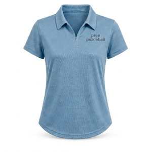 เสื้อโปโลแขนสั้นสำหรับผู้หญิงสำหรับเล่นพิคเคิลบอล ทรงเข้ารูป ระบายเหงื่อได้ดี ปิดด้วยซิป สีพื้น สามารถสกรีนโลโก้ได้ ชุดกีฬา - Product Image 2