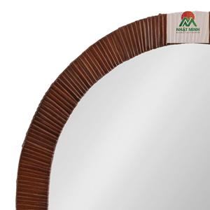 Espejo Arqueado de Ratán Estilo Boho, 20 x 30, Marrón, Espejo Decorativo de Pared con Marco de Ratán Auténtico para Baño o Tocador - Product Image 5