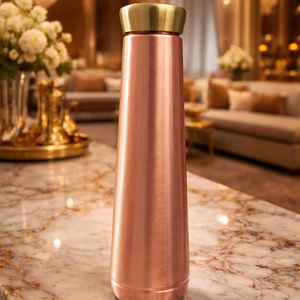 Tapa de Cobre Martillado para Botella de Agua, Diseño Vintage, Portátil, para Yoga, Fitness, Hidratación y Detox, Uso en el Hogar y la Oficina - Product Image 1