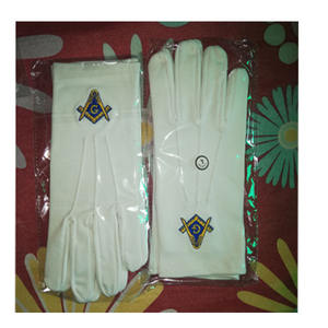 Guantes Masónicos de Algodón Blanco para Maestro Masón, Bordados a Mano con Compás y Escuadra Dorados, con Logotipo, Juego Completo, Guantes de Alta Calidad 2025 - Product Image 5