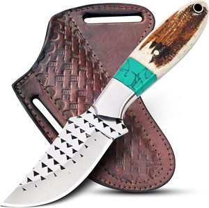 Couteau de chasse OEM économique, fait main, en acier râpé, type Bull Cutter, avec étui en cuir Pancake, couteau de cowboy avec holster - Product Image 1